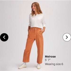 Orange corduroy curve leg pant